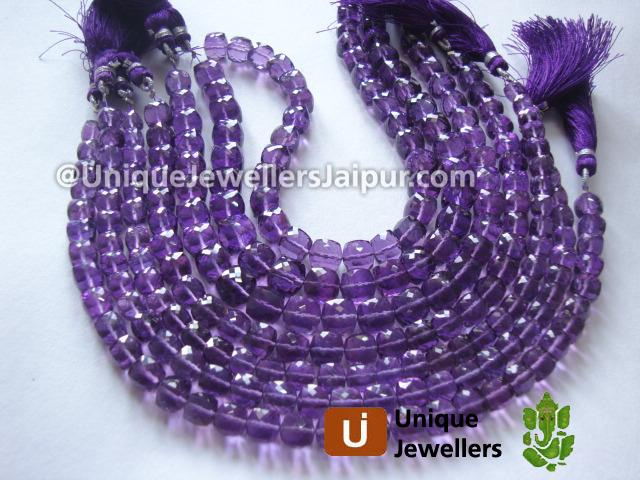 Amethyst Faceted Cube Beads
